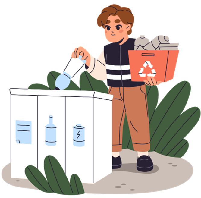 Personnage qui trie les déchets